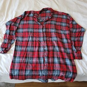 Pj salvage red and blue plaid night shirt